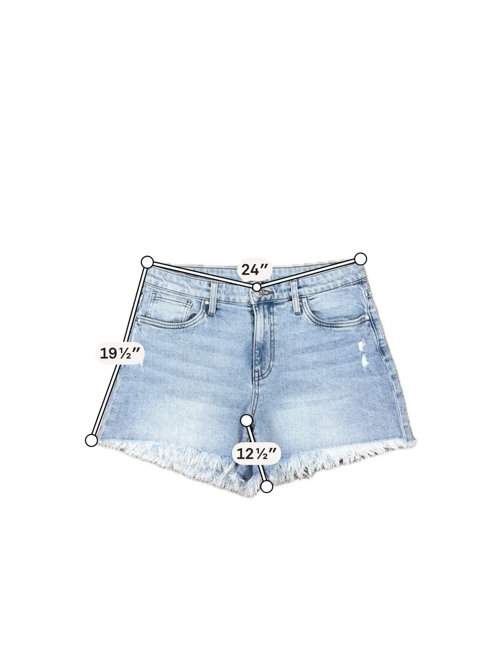 Kut from the Kloth Light Blue Frayed Hem High-Rise Denim Shorts